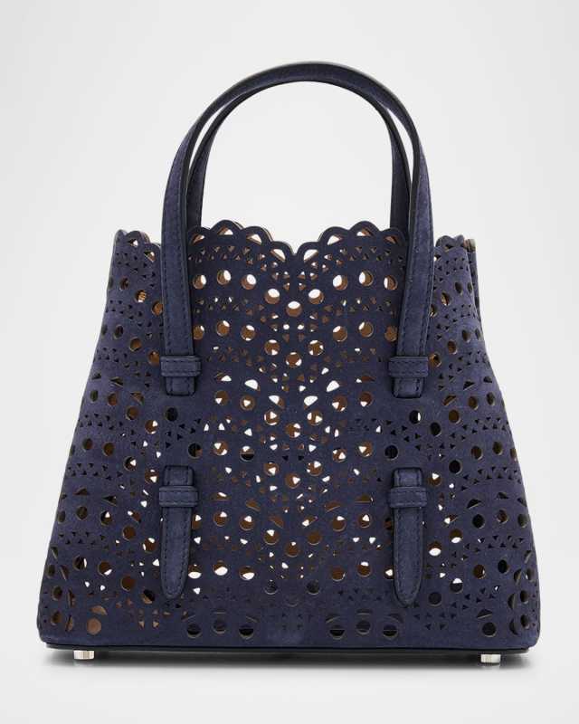 Mina 20 Top-Handle Bag in Perforated Suede